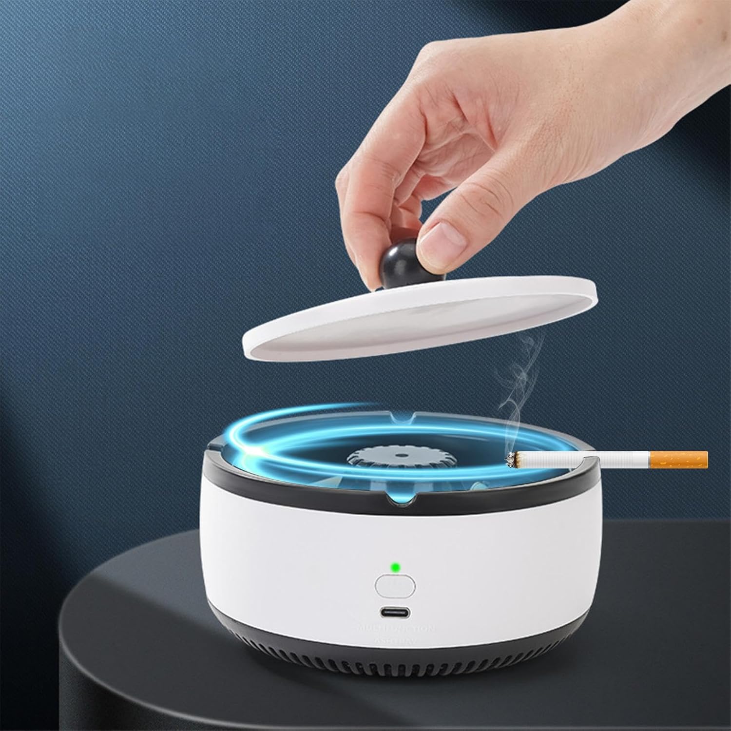 Smokeless Ashtray Indoor Smoke Removing Ashtray with Lid