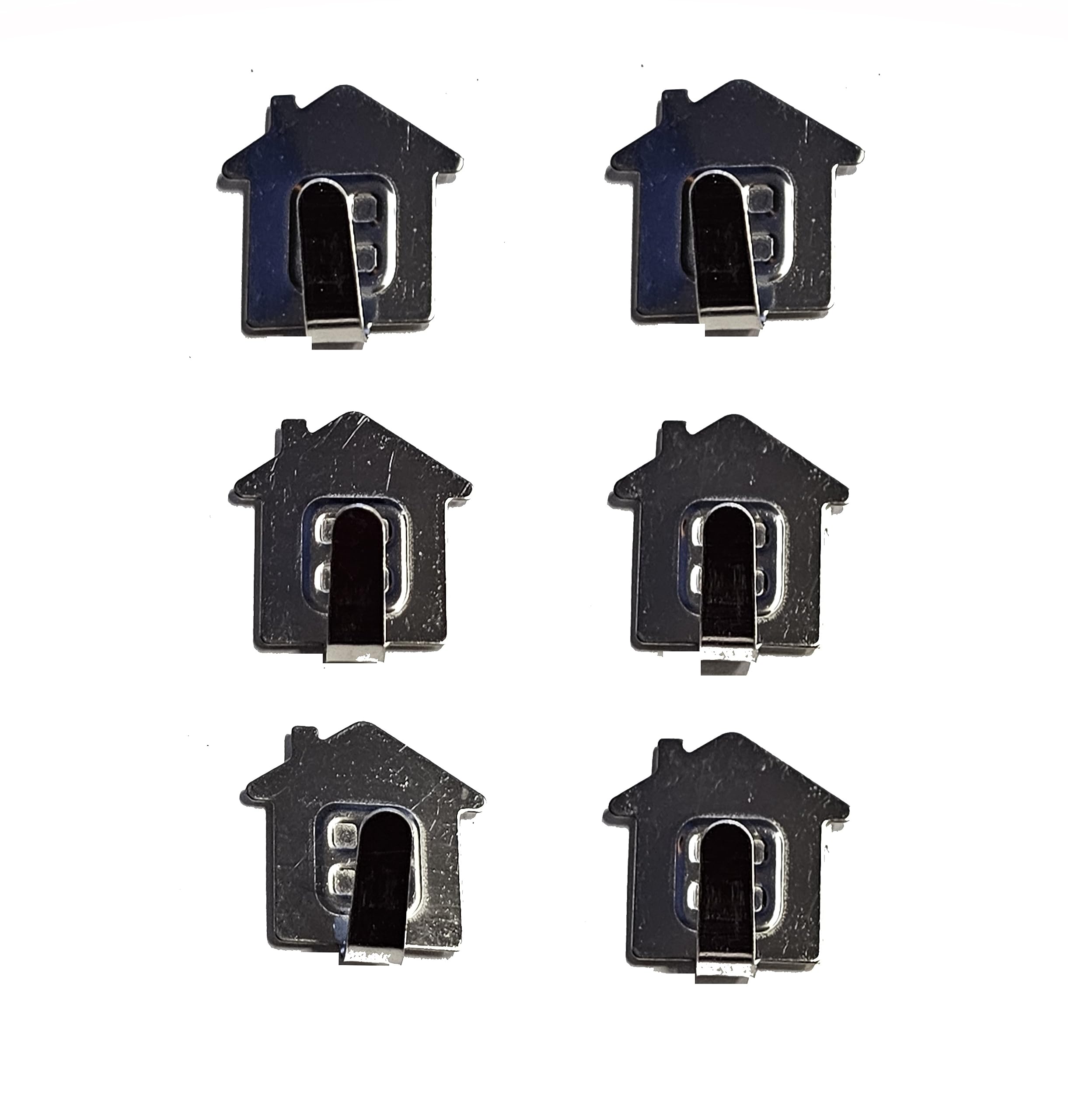 Iseventy9 Silver Pack Of 6 Stainless-Steel House Shaped Self-Adhesive Hooks Hanger Sticky On Wall Door Rope Tea Towel