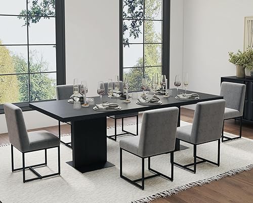 Miniatura 61 de HNY Juego de 2 sillas de cocina cómodas y modernas, de piel sintética, para cocina y comedor, silla auxiliar tapizada con marco de metal con acabado