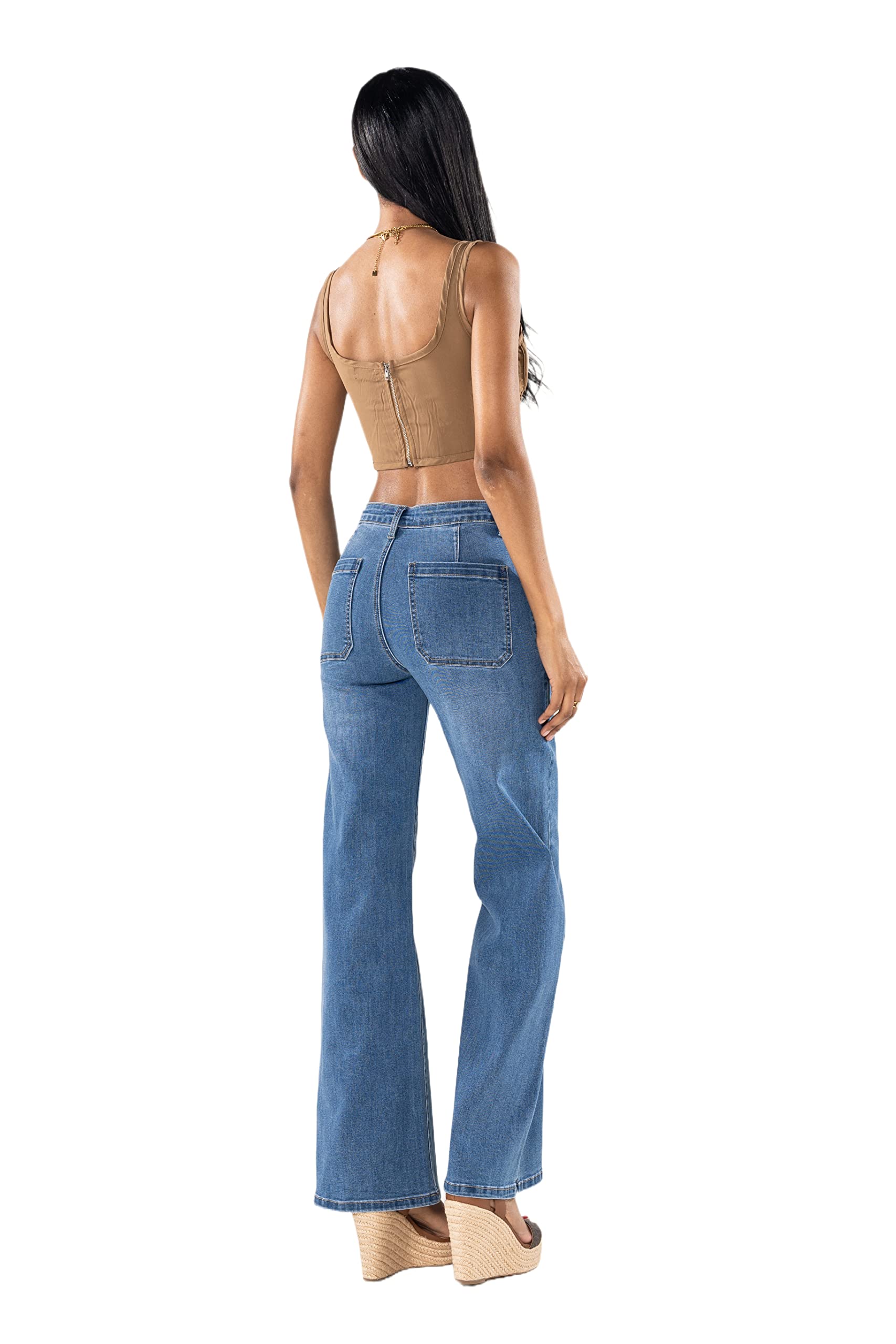 Nina Carter P195 Jean évasé Bootcut taille haute pour femme