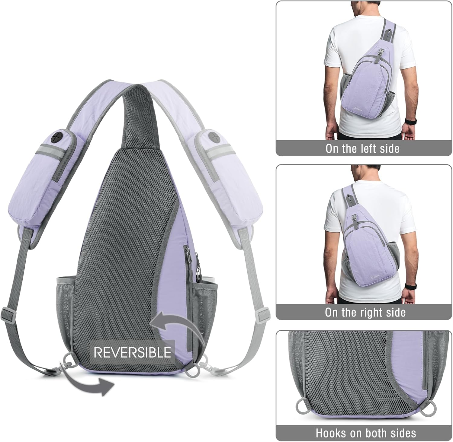 G4Free Sling Bag RFID Blocking Sling Backpack Crossbody Chest Bag Daypack for Hiking Travel (Taro Purple) - Image 6