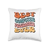 Matching Computer Programmer Gifts Best Ever, Groovy Computer Programmer Throw Pillow, 16x16, Multicolor
