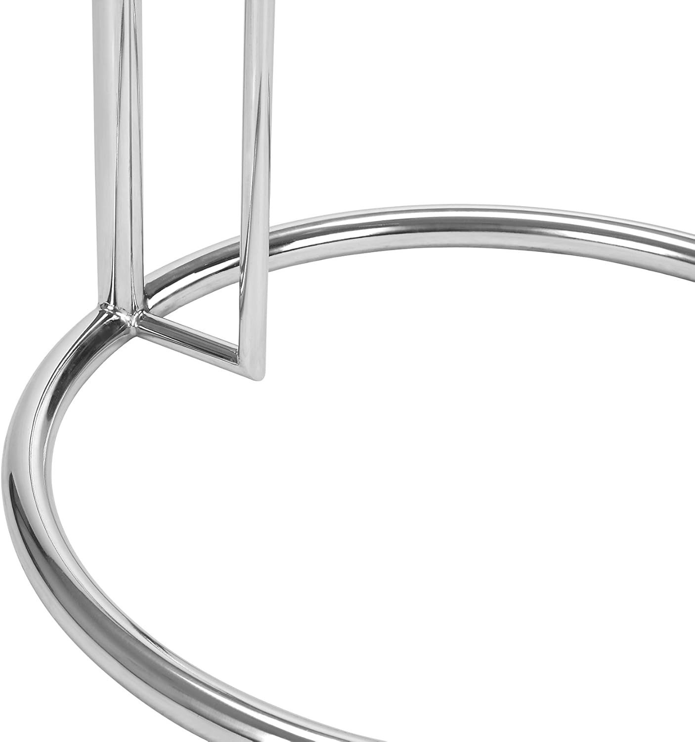 Eileen Grey(Gray) End Side Table-Eileen Gray Adjustable Height Coffee Table with Tempered Circle Glass Top and Stainless Steel Tublar Frame- Modern & Contemporary Metal Side Table