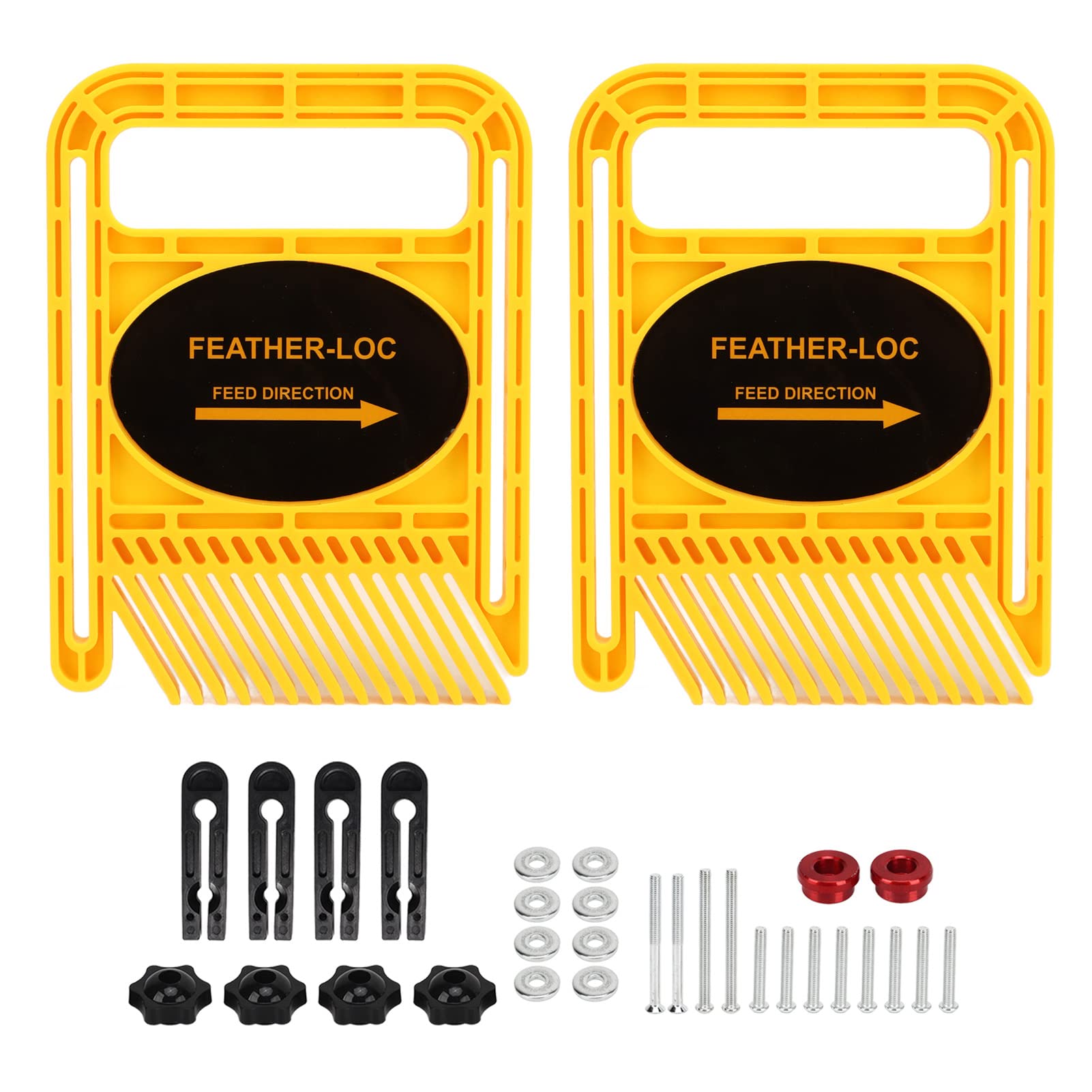 Wisecoco 2 pcs Featherboard, Adjustable Extended Table Saw Push Block Woodworking Track Safety Device for Router Tables Fences Tool(Yellow)