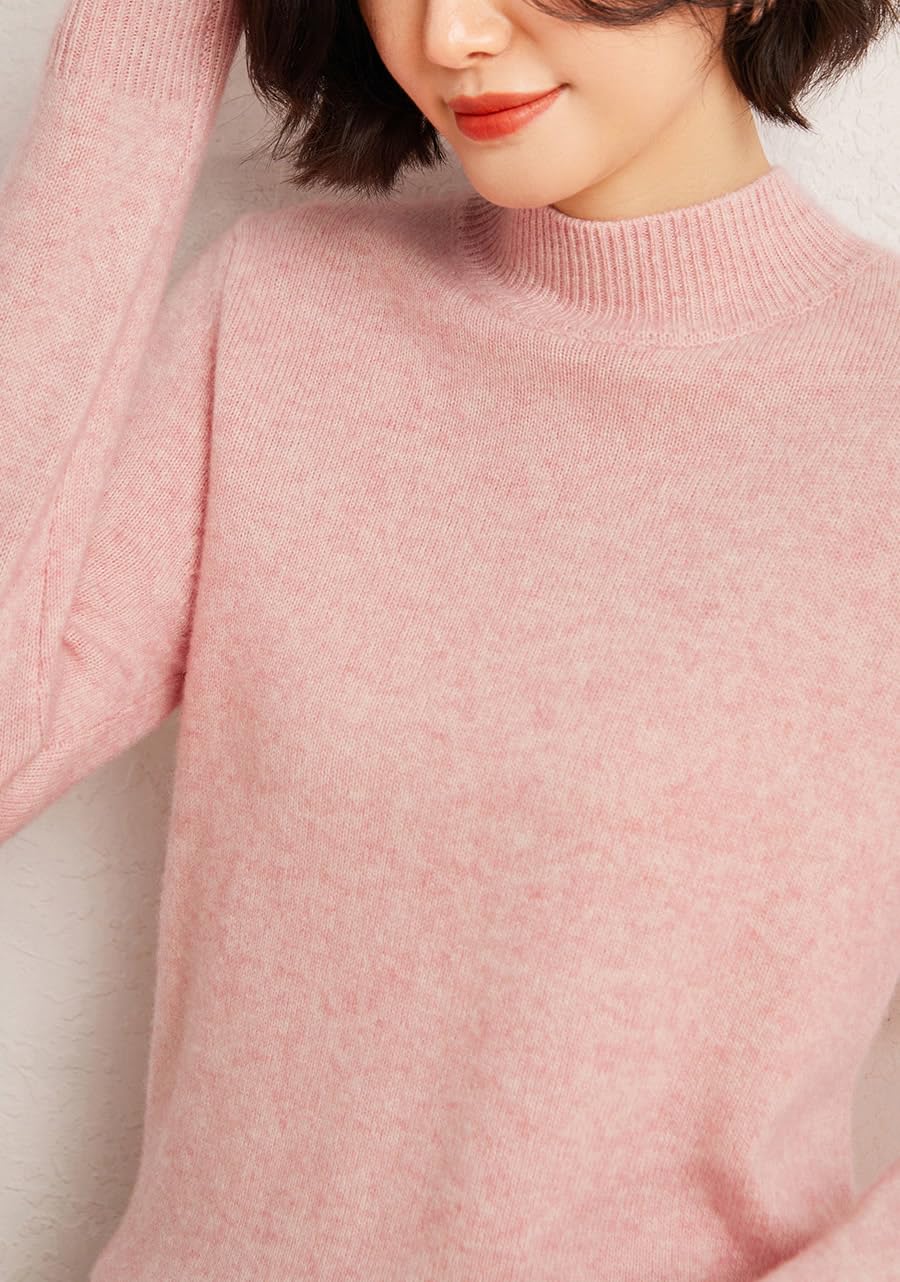 Valin Maglione da donna 95% cashmere con colletto alto, a maniche lunghe, in lana di cashmere, tinta unita