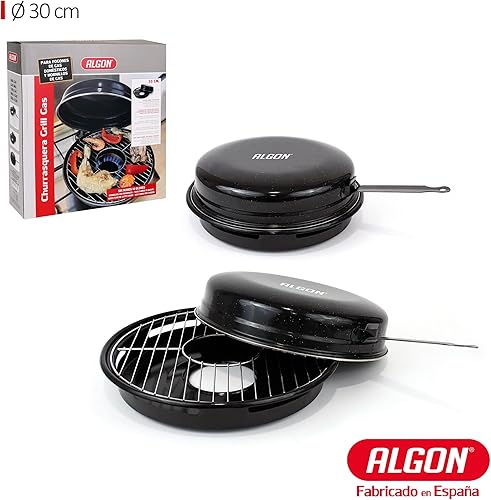 Miniatura 2 de Algon  Grill Suitable for Gas Stoves and Gas Stoves, Stainless Steel Grill Ideal for Meat, Fish and Vegetables, Heat Wrapping, BBQ 30 cm, Black