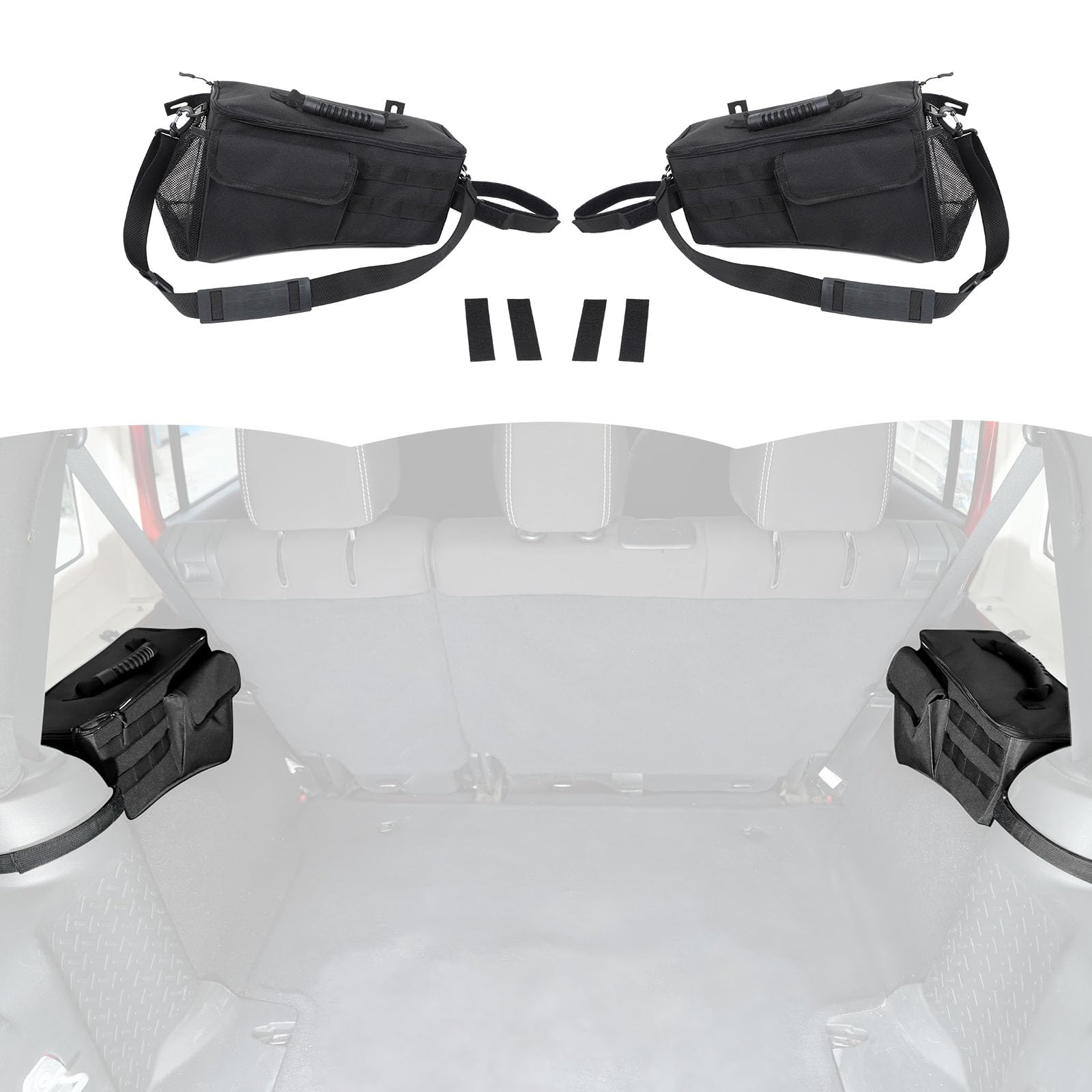 RT-TCZ Storage Bag Rear Trunk Organizer Interior Accessories for Jeep Wrangler JK & Unlimited 4 Door 2007-2017,2PCS