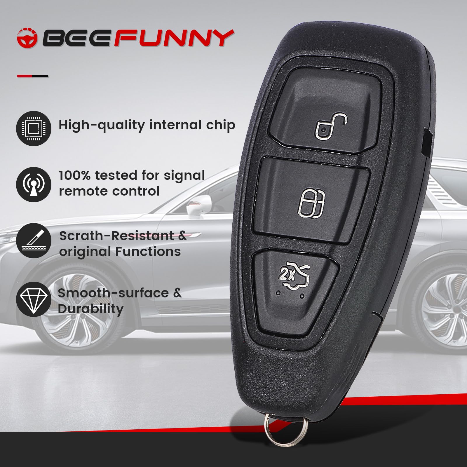 Remote Control Key Shell For Ford Focus, B-MAX, C-MAX, Ecosport, Kuga - Black Case
