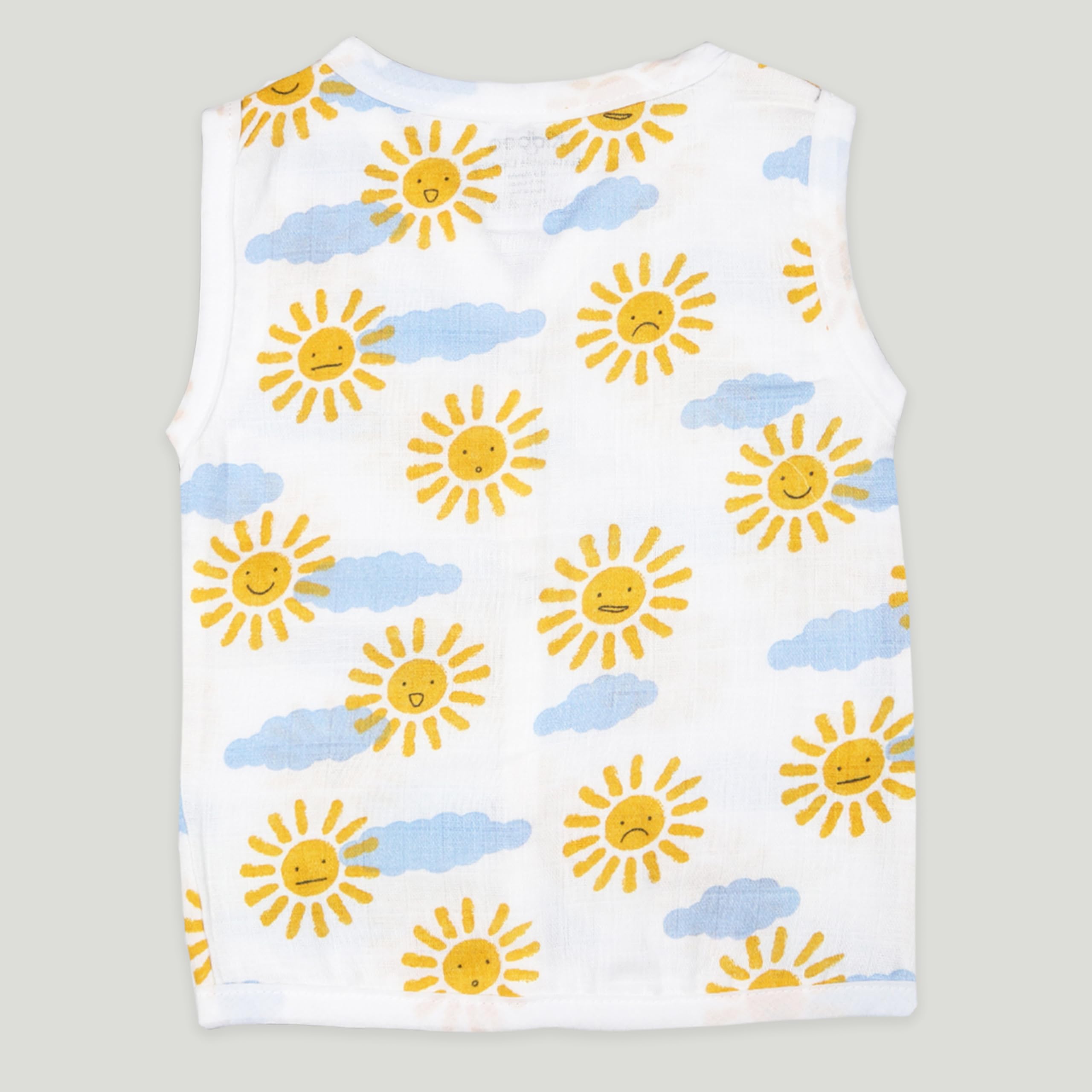 Kidbea Organic Cotton Muslin Button Jhabla | White Jhabla | for Boys & Girls | Summer Wear Jabala | Comfortable Baby Products | Sleeveless Vest | Assorted Pack of 3 With MultiColor & Size 3-6M - Image 9 thumbnail