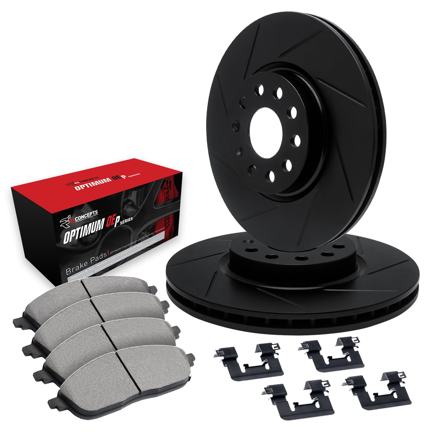 R1 Concepts Drilled And Slotted Black Disc Brake Rotor Set With Optimum Oe Pads And Hardware Front 2016-2021 Honda Civic, Key Chains - Canada - View #2