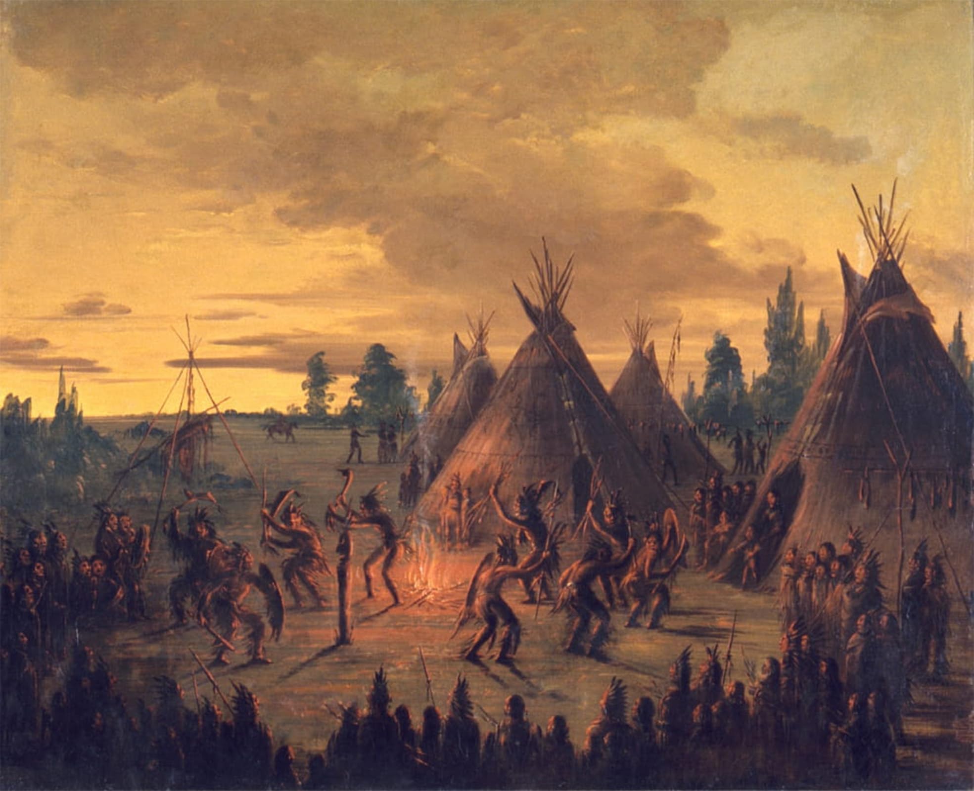POSTERIIk Vintage Art Print Images Pictures Print War Dance Sioux by George Catlin Modern Colour Posters for Office Home Decor 60x90cm