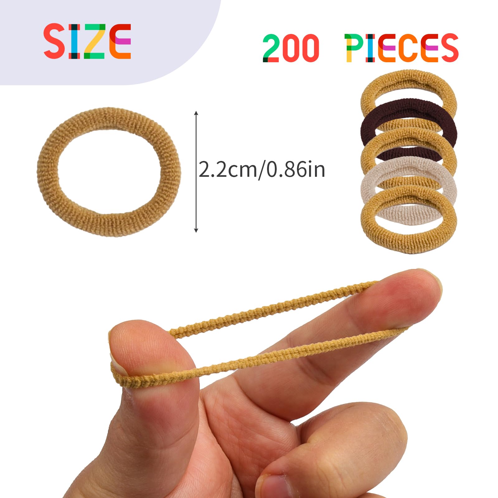 Roellgs 200 Pcs Baby Hair Bands, 8 Colors Girl Hair Bobbles Candy Color - Image 2