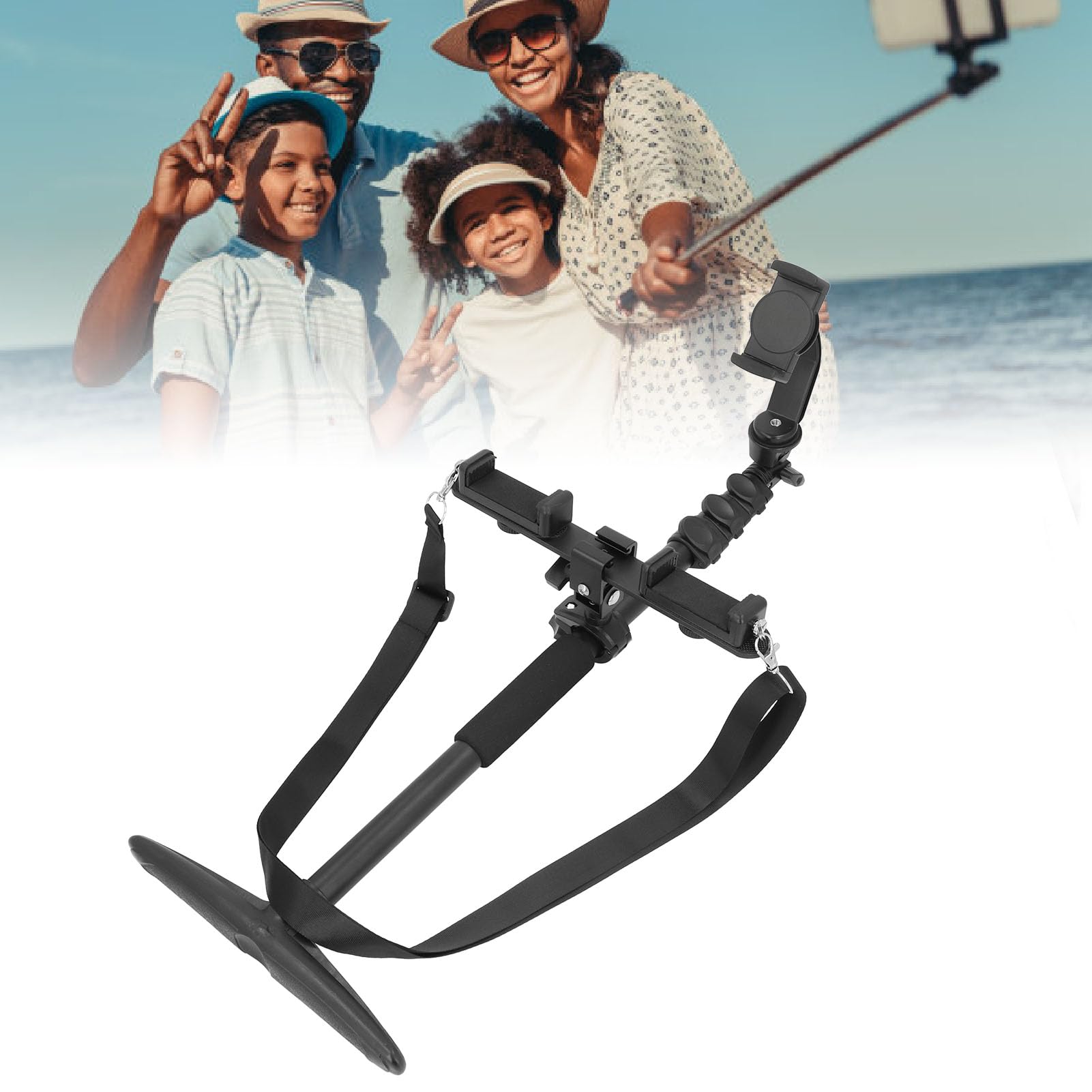 Asta Selfie Estensibile, Monopiede Portatile Multi-Angolo Regolabile a 360° Pieghevole da 160 Cm, 4 Morsetti per Cellulare, Corda di Sospensione da 150 Cm, Asta Selfie da Viaggio