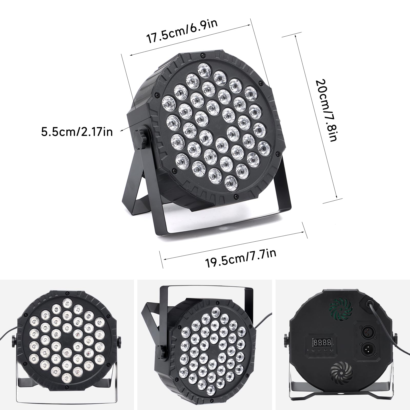 Luces LED par con control DMX, luz de escenario DJ RGB 36 luces LED con control remoto activado por sonido, iluminación de escenario DJ interior para Navidad, boda, fiesta, discoteca, club