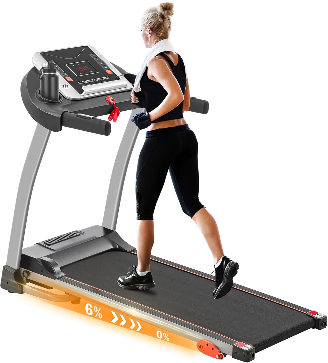 Merax Treadmills for Home,Foldable Treadmill with Incline, 300LBS Capacity Motorized Treadmills for Running Walking Exercise,3.0HP Quiet Treadmill Machine for Home with Heart Rate Sensors & Speaker