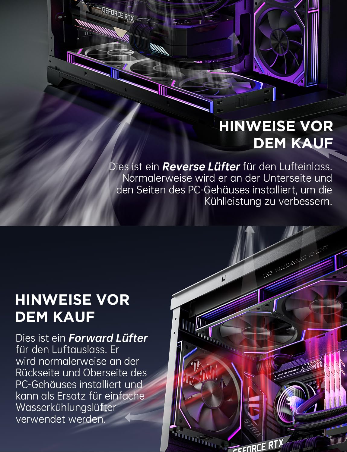 AsiaHorse DAWN RGB PC Lüfter 120MM Reverse Gehäuselüfter 3 Stück, ARGB Daisy Chain PC Lüfter [Infinity Mirror] [HDB] 71 CFM/1850 RPM/2.6MMH2O 4 Pin PWN & 5V 3Pin ARGB für Asus Aura ASRock GIGABYTE MSI