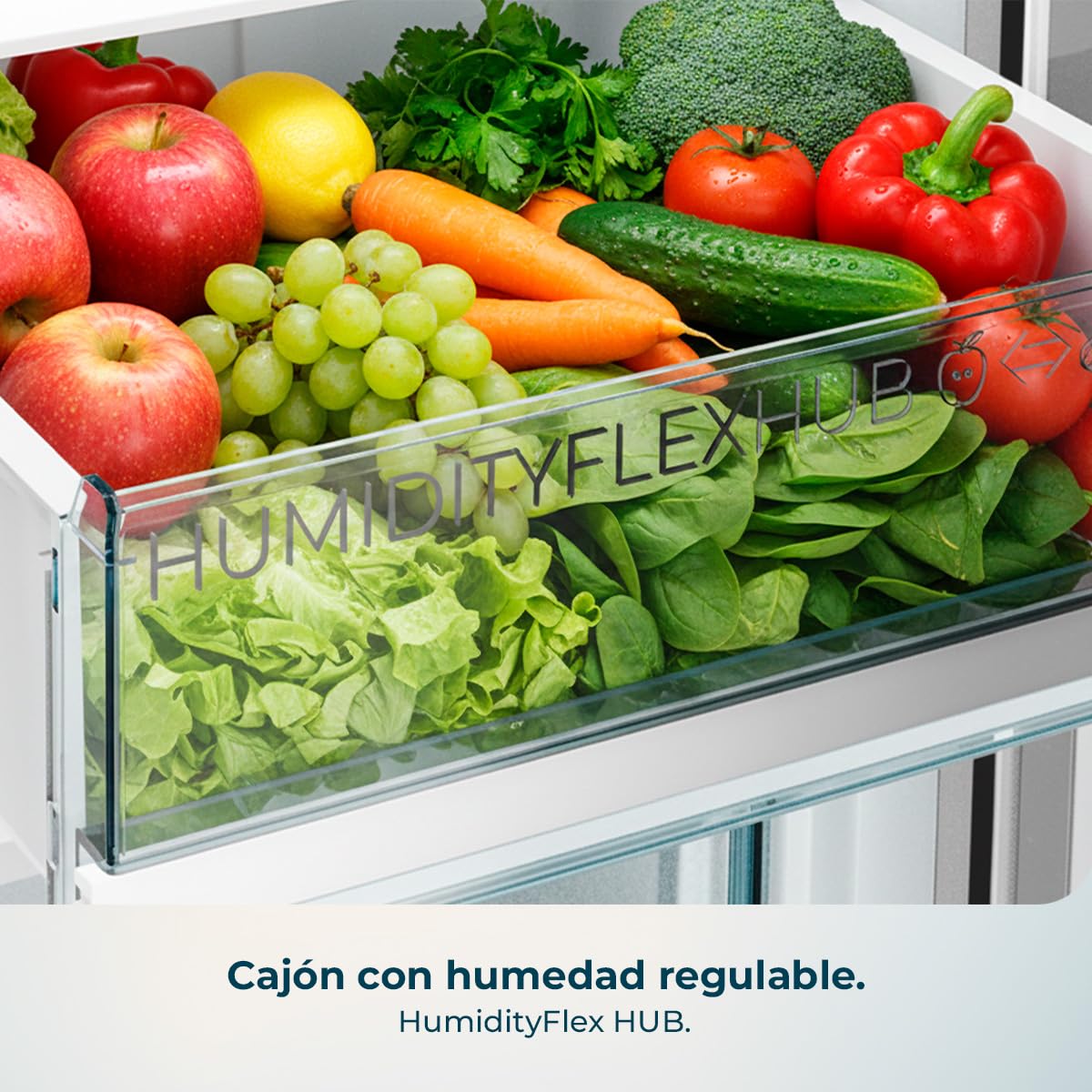 Cecotec Frigorífico Combi Total No Frost de 322L Bolero CoolMarket Combi 322i WD Inox E. 185,5 cm de Alto, 59,5 cm de Ancho, Clase E, Tecnología Multi Airflow, HumidityFlex HUB, LED Interior, Inox