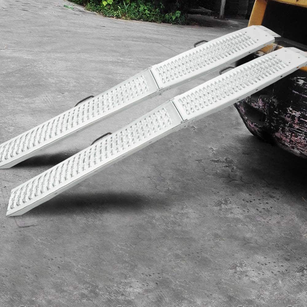 BAKAJI Paar Faltbare Laderampen aus verzinktem Stahl mit rutschfestem Loch, maximale Kapazität 400 kg, Auffahrrampe, zusammenklappbar, für Quad Motorrad Auto 180 cm