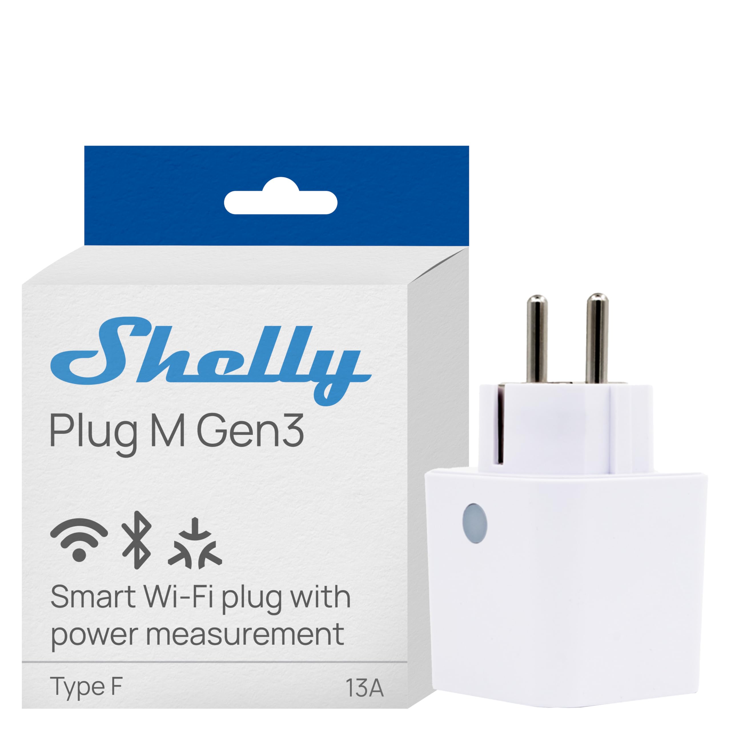 Shelly Plug M Gen3 Smart Plug – WLAN & Matter, Leistungsmessung, 13A