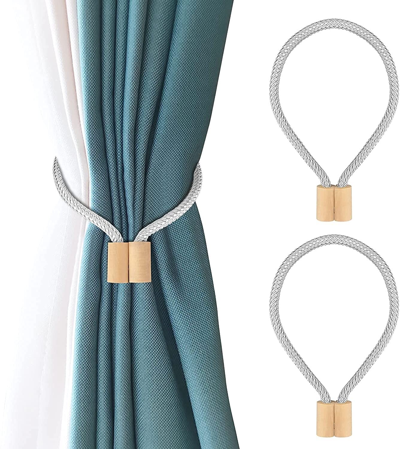 Embrasses de Rideaux magnétiques Pinces à Rideaux Retenues de Corde (Beige) (Couleur : Bleu, Taille : Hexagone) (Cylindre Gris)