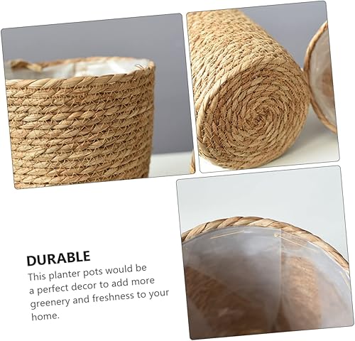 Miniatura 3 de Yardwe 2 cestas para macetas para plantas, cestas de almacenamiento tejidas para niños, cestas para plantas, cestas de pastos marinos, cestas de