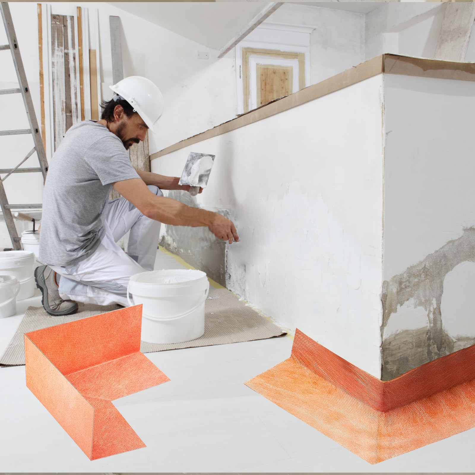 Kit de 10 sellos impermeabilizantes, 6 membranas impermeabilizantes interiores y 4 membranas exteriores de polietileno sin costuras para ducha, baño, bañera, paredes y alrededores