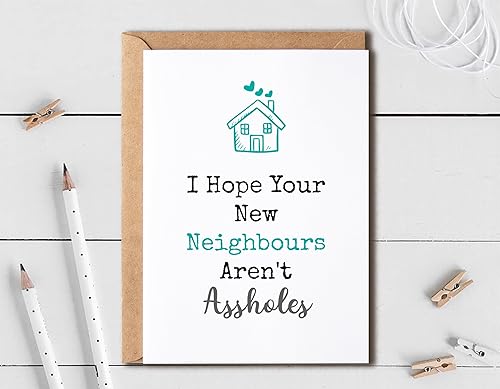 Miniatura 4 de EruditeGifts Una divertida tarjeta de felicitación de casa nueva – Espero que tus nuevos vecinos no sean gilipollas – Bonita tarjeta de felicitación