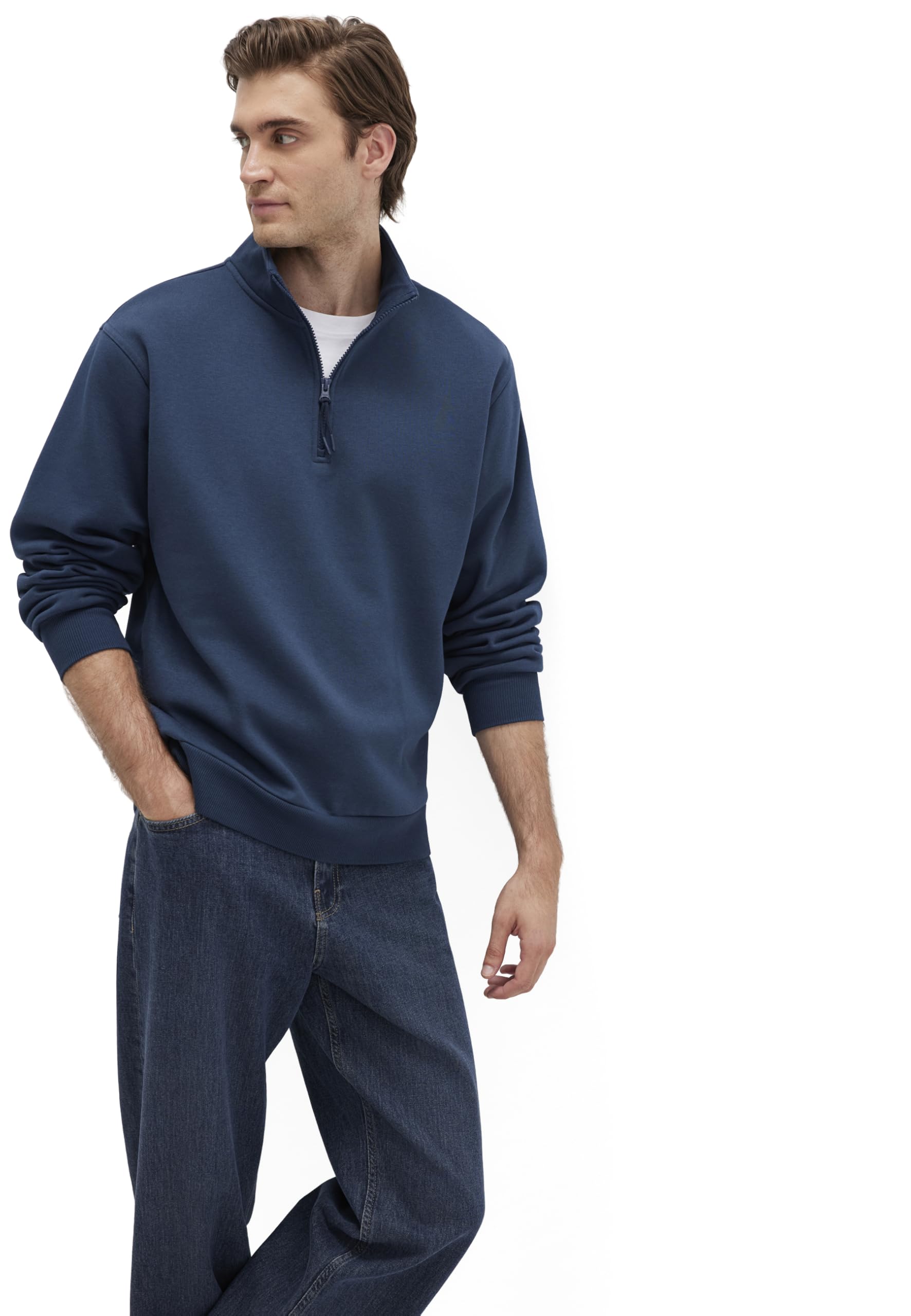 Sudadera media cremallera para hombre jersey casual estilo pullover Mavi azul 8