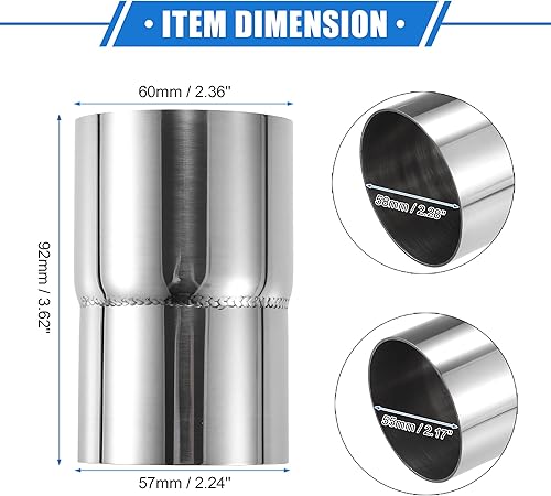Miniatura 6 de VekAuto 2 adaptadores de tubo de escape, reductor de conector de 2.25 pulgadas de diámetro interior - 2.25 pulgadas, adaptador de escape OD