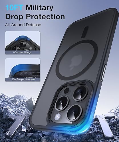 Miniatura 6 de NO.1 - Funda magnética para iPhone 15 Pro compatible con MagSafe translúcida mate antihuellas militar a prueba de golpes Elegante funda rígida