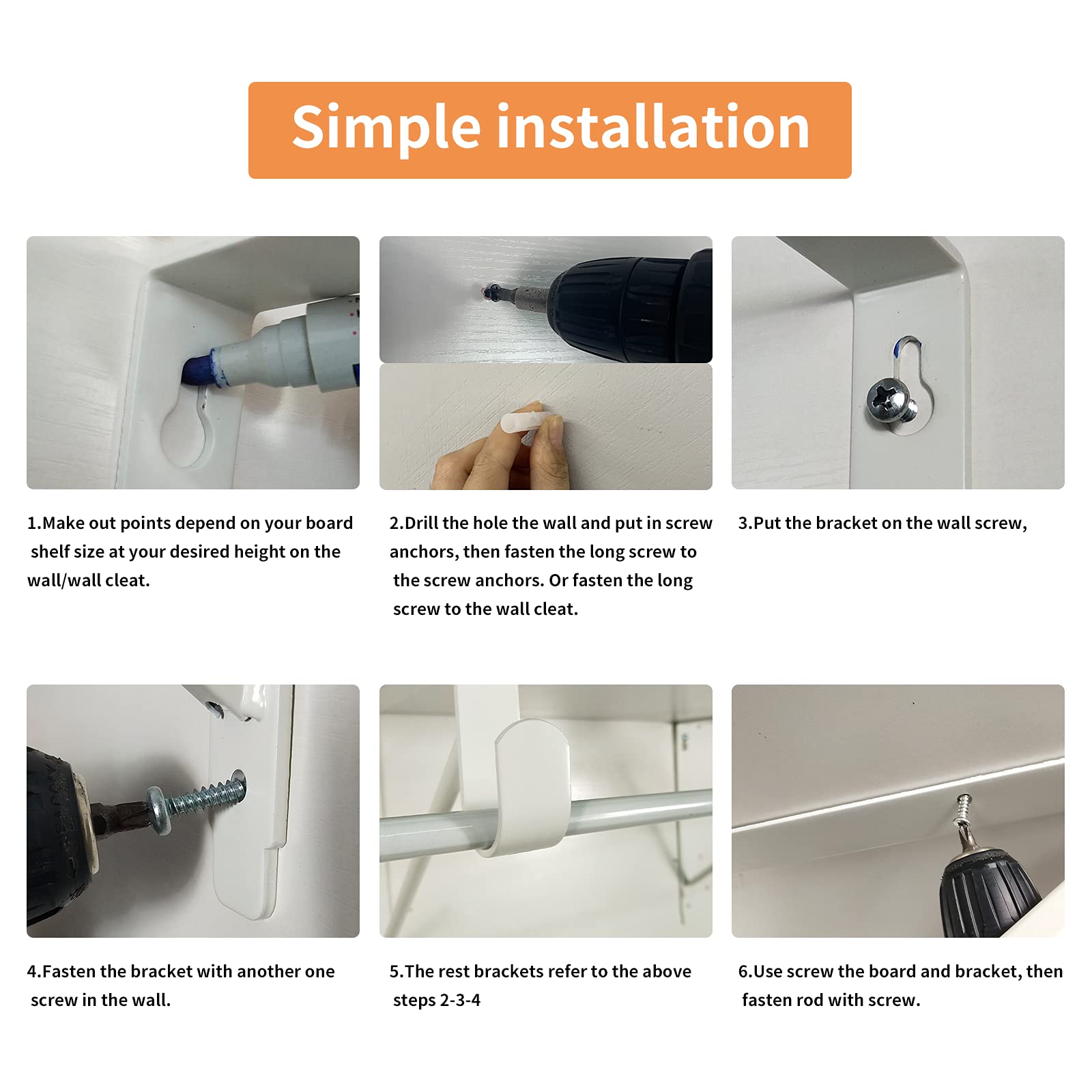 Snapklik.com : 2 Pack Heavy Duty Closet Shelf And Rod Brackets,Shelf ...