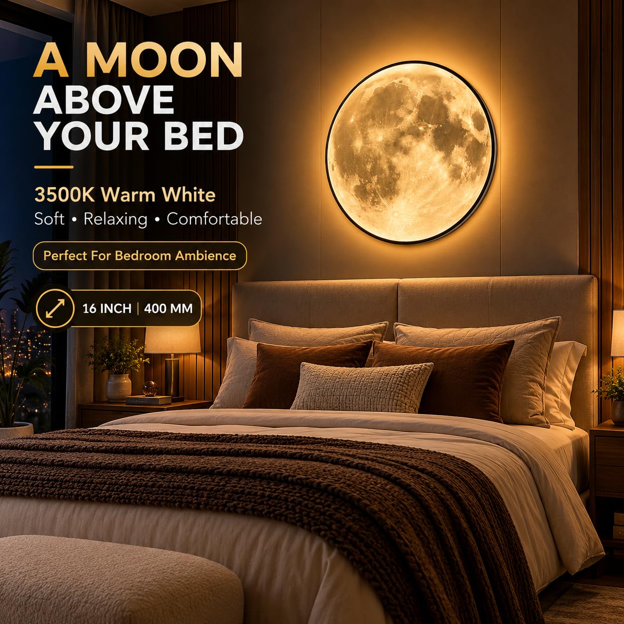 Gesto 16" Moon Wall Light - Realistic LED Decor -2 Gesto 16" Moon Wall Light - Realistic LED Decor -2