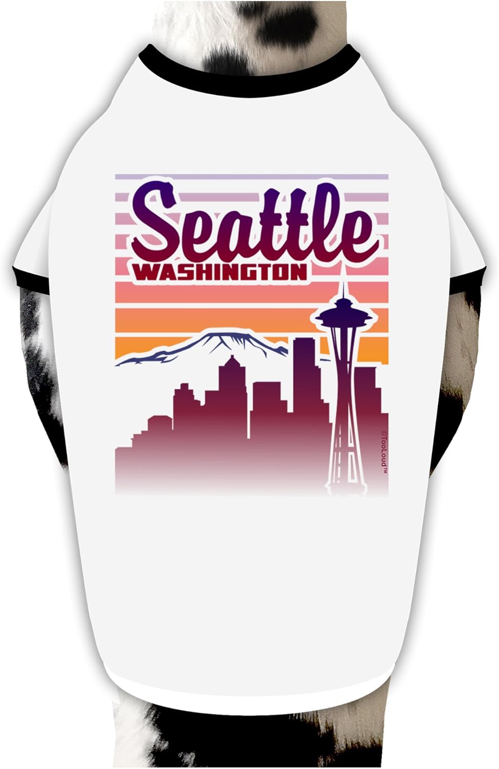 TOOLOUD Seattle Washington Sunset Dog Shirt White with Black XL