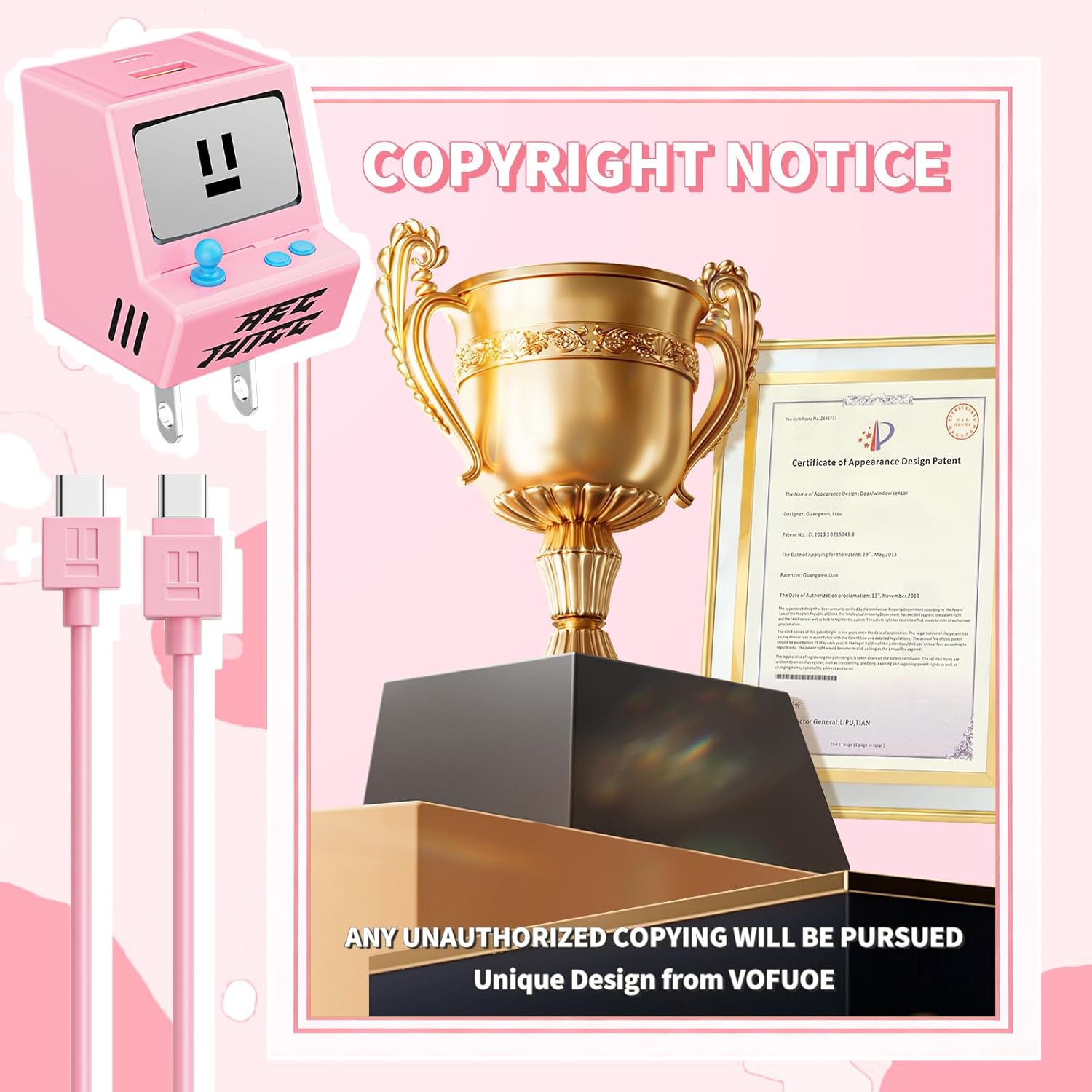 VOFUOE USB C Cable for iPhone 17 16 15 Charger Fast Charging 3.3FT Type C Charging Cord with 30W Dual Port Adpater USB C Charger Block USB A Wall Charger Retro Game Console for iPad, Galaxy S25-Pink - Image 8