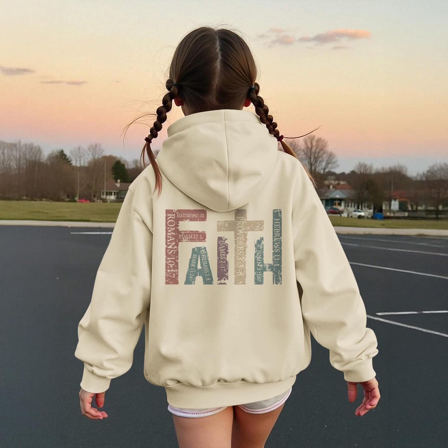 Girls Christian Hoodies Kids Jesus Faith Sweatshirts Cute Religious Graphic Sweater Inspirational God Bible Verse Top