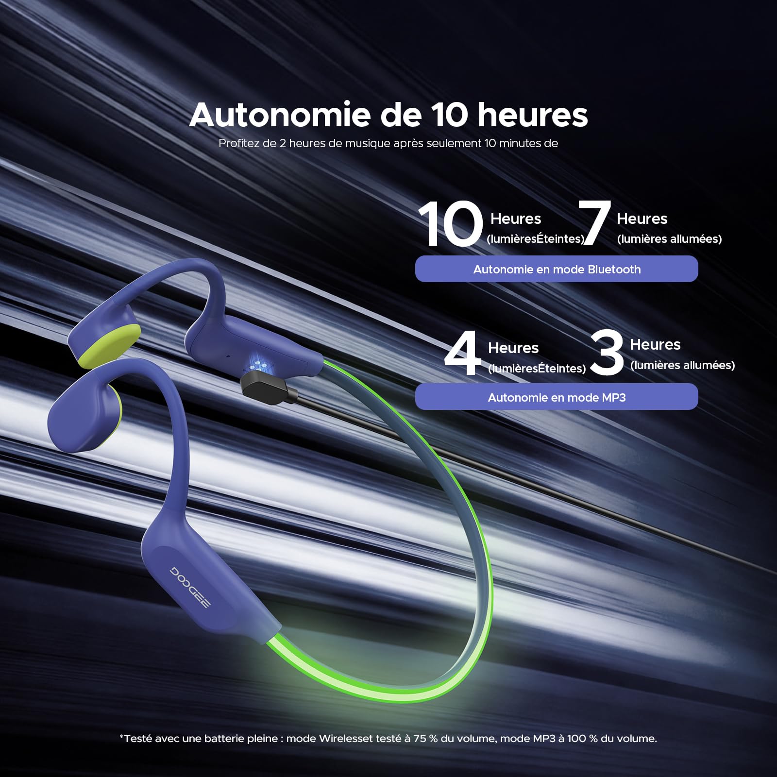 Casque à Conduction Osseuse, Écouteur Natation IP68 Casque Bluetooth sans Fil, 32 Go de Stockage, 10 Heures d'autonomie, BT6.0 Mode MP3, Idéal pour Le Vélo, la Natation et Le Fitness