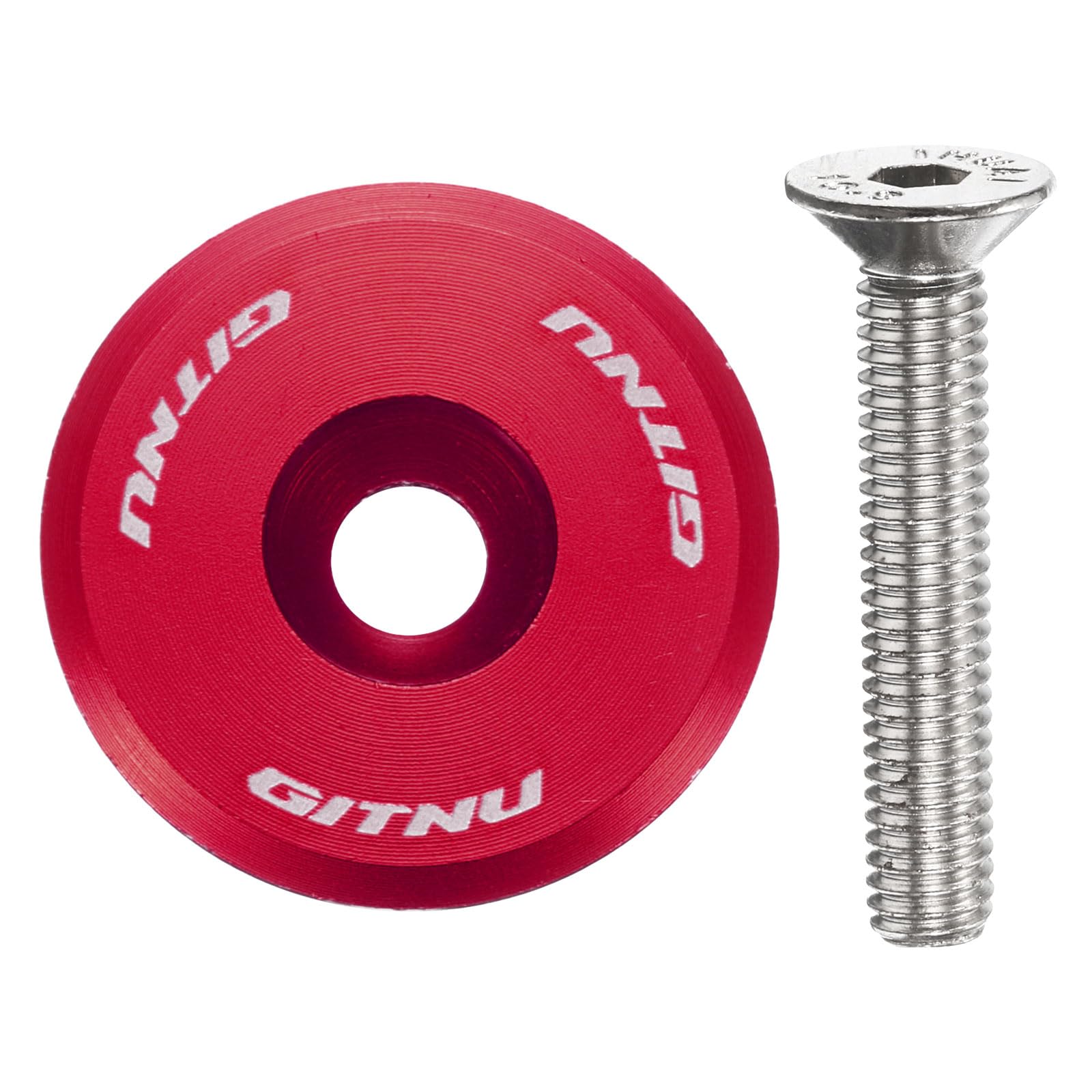 sourcing map 1 1/4" OD Bike Headset Stem Top Cap Aluminum Alloy Cycling Headset Cover Stem with M6 Bolt for MTB Road Mountain Bicycle, Red