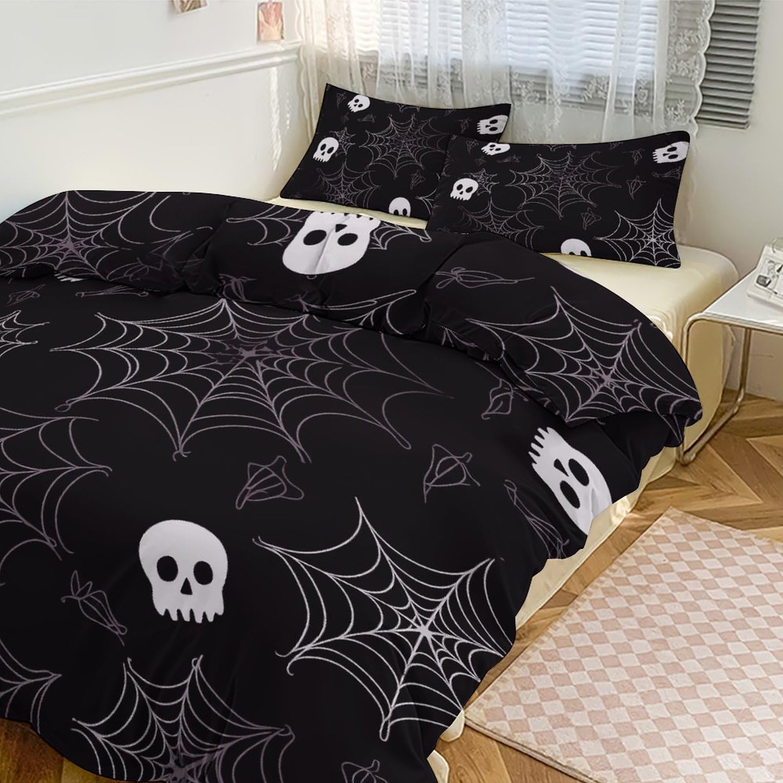 Parure de lit 3 pièces épaisse grand lit avec couvre-lit gothique Halloween 218x178 cm