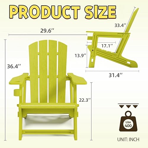 Miniatura 3 de Silla Adirondack, sillas para hogueras de polietileno de alta densidad para todo tipo de clima, sillas Adirondack de plástico texturizado de madera