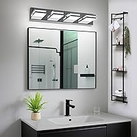 Vista 7 de IZORRO LED Modern Bathroom Lights Fixtures(4-Light,Dimmable),Chrome Acrylic Wall Lighting,Vanity Lights for Bathroom Over Mirror - 6000k 24In （No