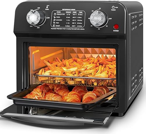 Miniatura 7 de PlumChef - Horno tostador de convección de 13 cuartos de galón, 4 rebanadas, 1500 W, 7 en 1, multifunción con asado, hornear, parrilla, asar,