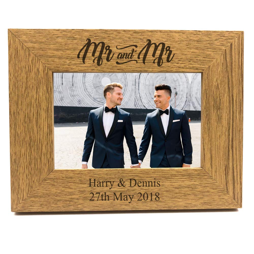 Personalised Mr and Mr Wedding Photo Frame Landscape (5 x 7 Inch)
