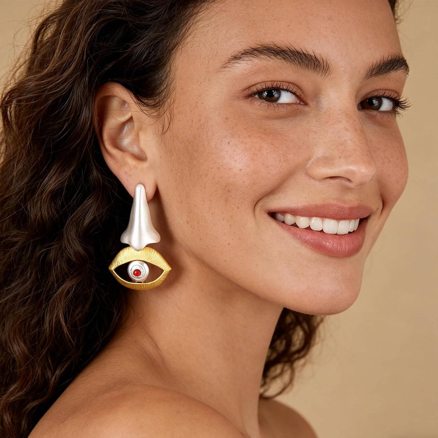HZMAN Evil Eye Earrings for Women, Gold Plated Alloy CZ Crystal Faux Pearl Dangle Earrings, 3 Styles, Hypoallergenic Lightweight Witchy Protection Jewelry for Daily Party image 2