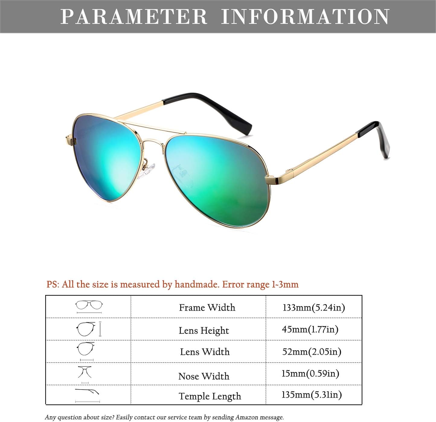 Miniatura 6 de HJSTES Gafas de sol polarizadas de aviador para niñas y niños, gafas clásicas para jóvenes, lentes de protección UV400, 2.047in