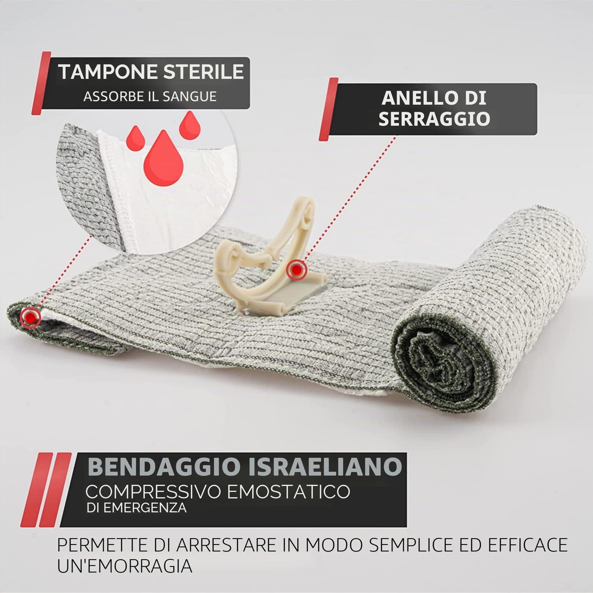 Laccio Emostatico Tourniquet - Attrezzatura Medica Professionale di Primo Soccorso - Kit di Pronto Soccorso Completo - Attrezzatura Militare - Bende/Forbici/Coperta di Sopravvivenza