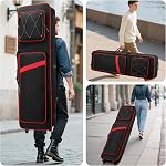 BOSSTIN 88 Key Keyboard Case with Wheels, Inner Size: 53.5"x 15"x 7", Waterproof Padded Rolling Gig Bag Keyboard Piano Case for 88 Key Piano Keyboard (Red)