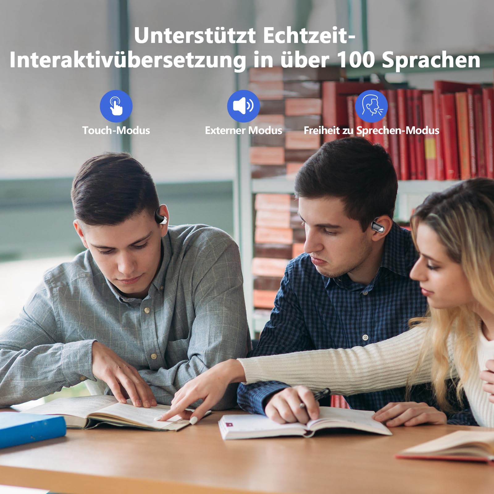 AI Übersetzung Ohrhörer Echtzeit, Übersetzer Kopfhörer 164 Sprachen, Audifonos Traductores Inglés Español, Übersetzungsgerät für Reise Business Learning