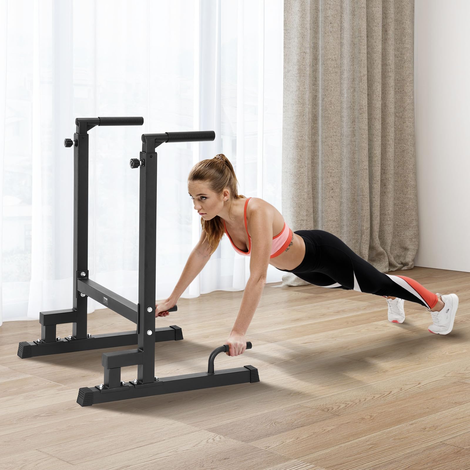 VEVOR Barre Dips, Capacité de 227 kg, Station de Dips Très Résistante avec Hauteur Réglable, Station de Barre d'Entraînement de Fitness, Barres Parallèles pour l'Entraînement de Force à la Maison