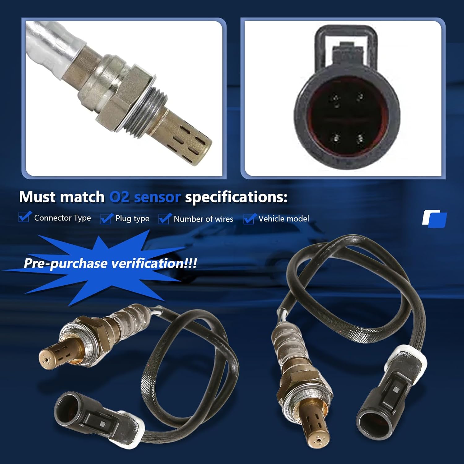 Maxfavor 2Pcs Upstream and Downstream 234-4609*2 O2 Oxygen Sensor Fit For 1995 1996 1997 1998 1999 Ford Taurus Crown Victoria Mercury Sable Grand Marquis 3.0L 3.4L 4.6L O2 Sensor OE# 15716 15717 15718