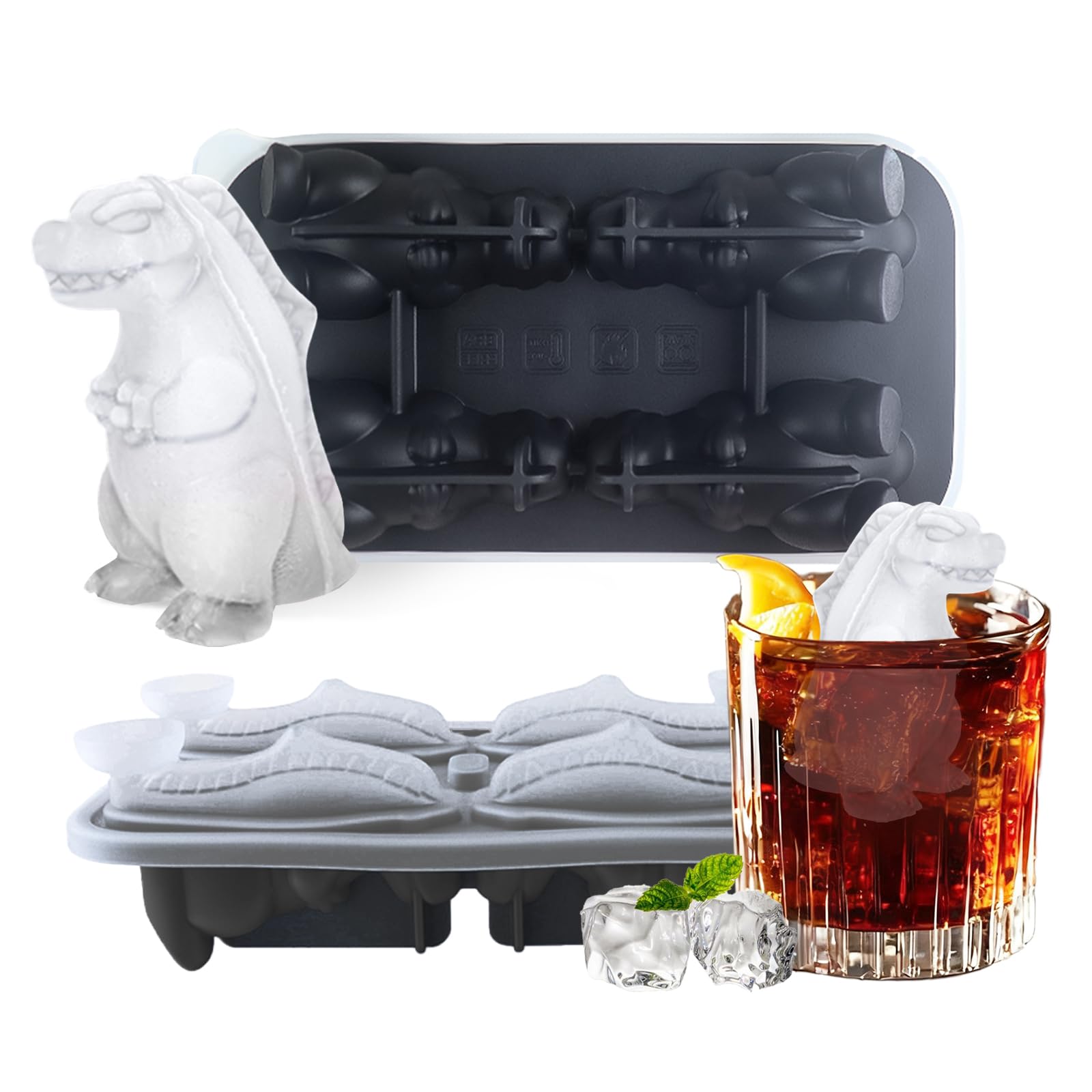 Ice Cube Tray,Silicone Ice Trays for Freezer,Ice Cubes Maker Mold with Lid,Easy Release,BPA Free,Perfect For OXO,Whiskey,Cocktail Drink